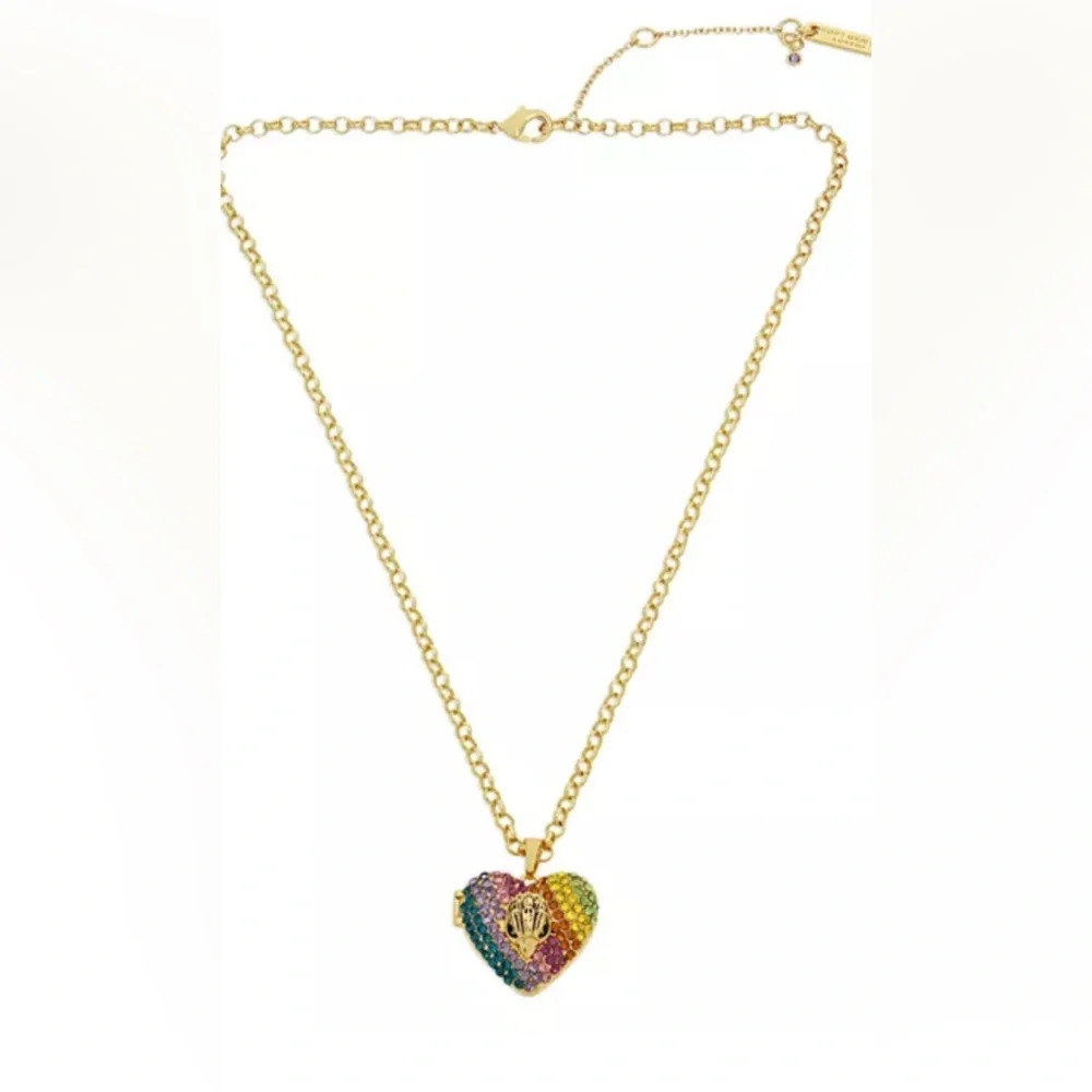 Kurt Geiger Rainbow Pavé Heart Locket Necklace - Picture 4 of 5